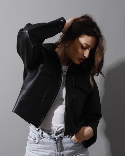 Leather Buckle Jacket - Black