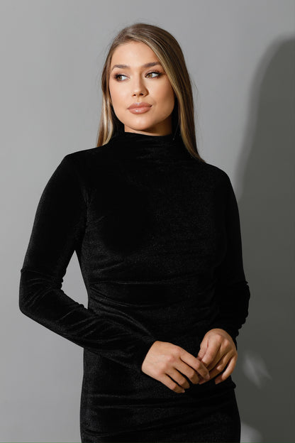 Back Slit Midi Dress - Black