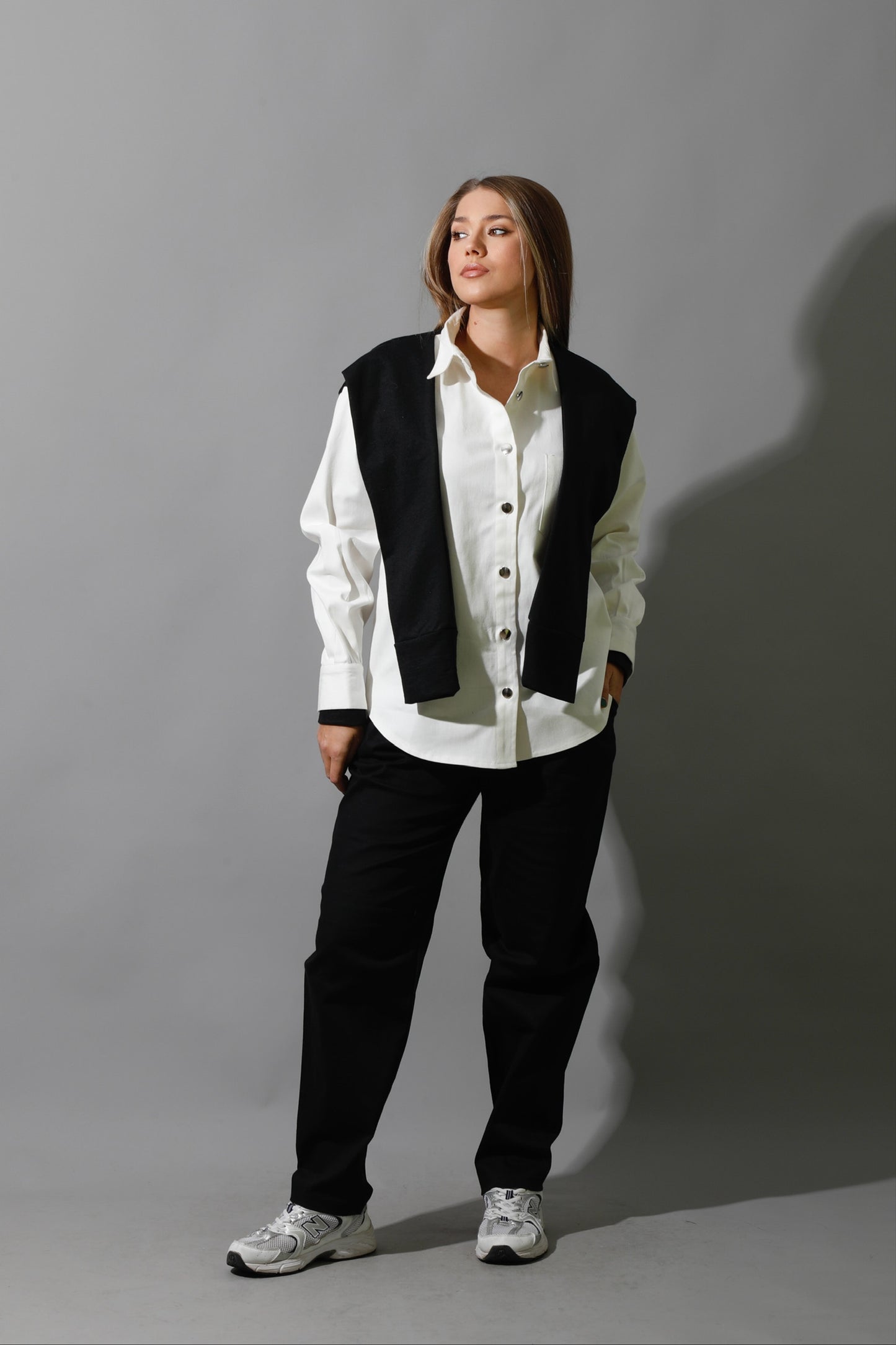 Double Sleeved Shirt - White & Black