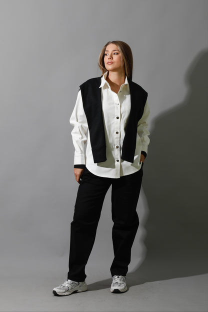 Double Sleeved Shirt - White & Black