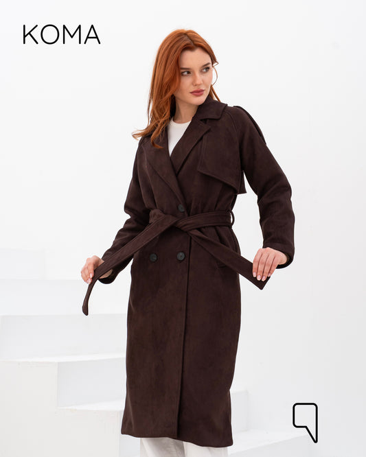 Lydia Double Breasted Trench Coat - Brown