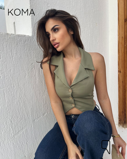 Beccy Backless Formal Vest - Brown