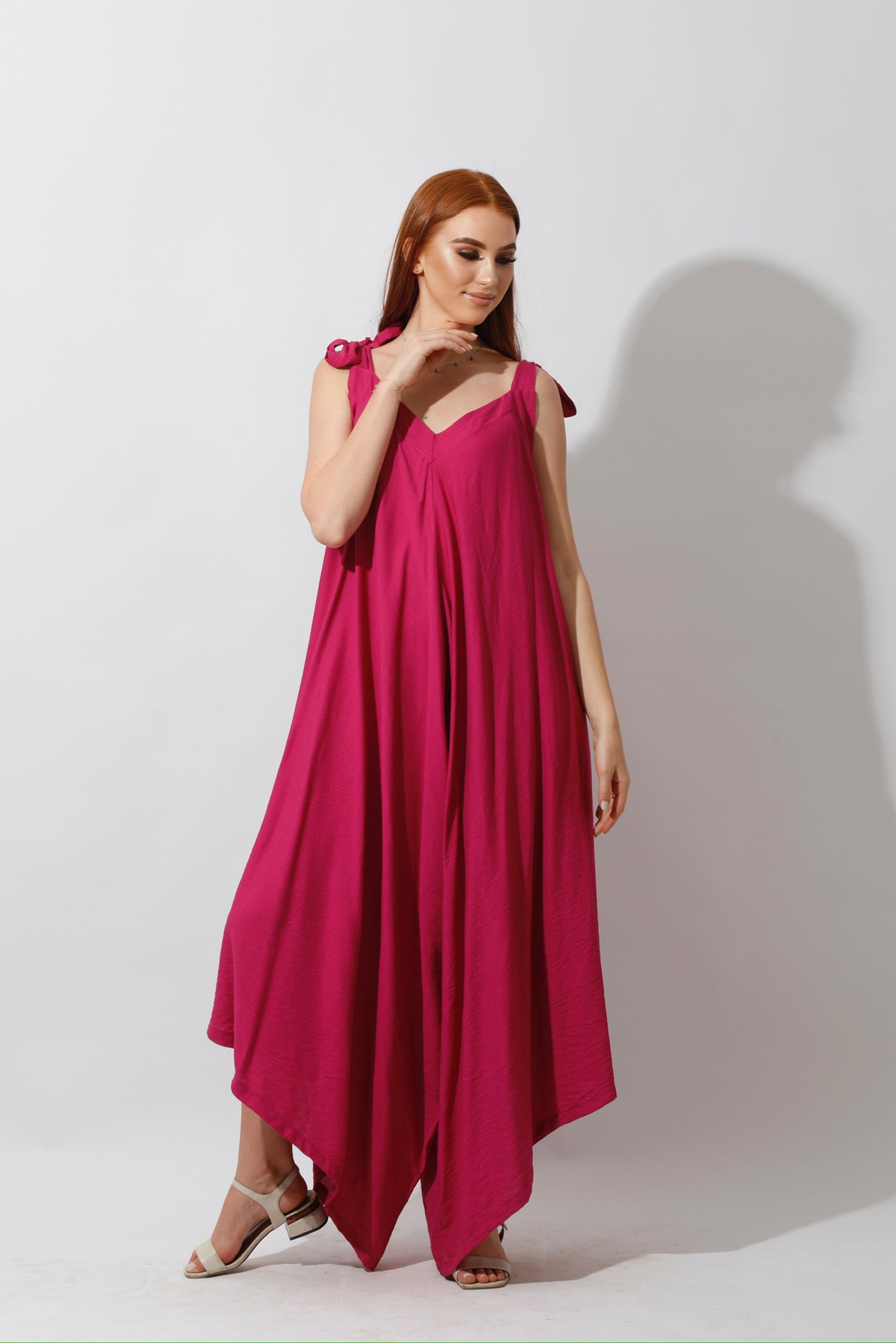 Tied Up Lose Jumpsuit - Barbie Pink