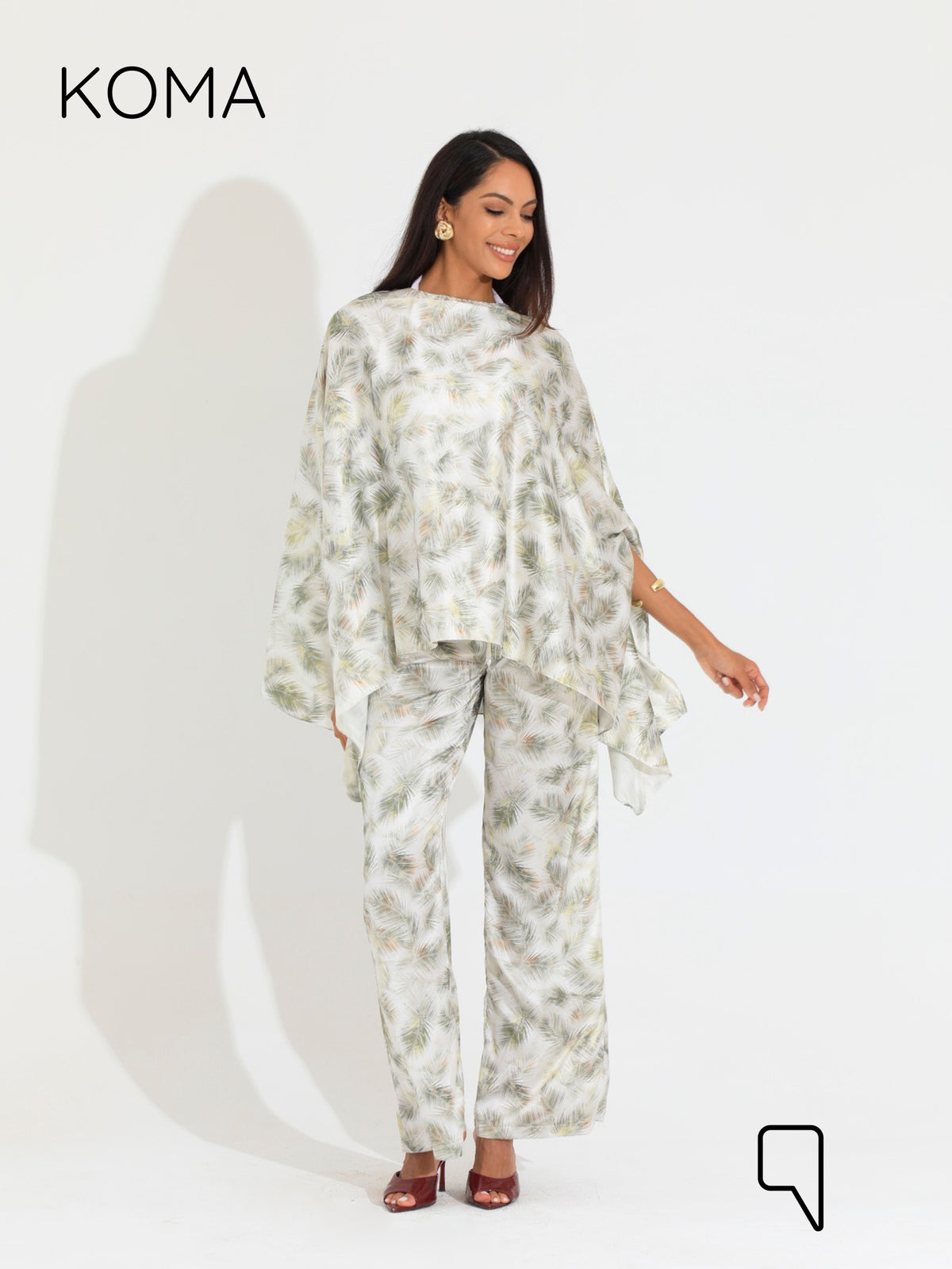 Celeste Satin Butterfly Blouse - Multicolored Olive