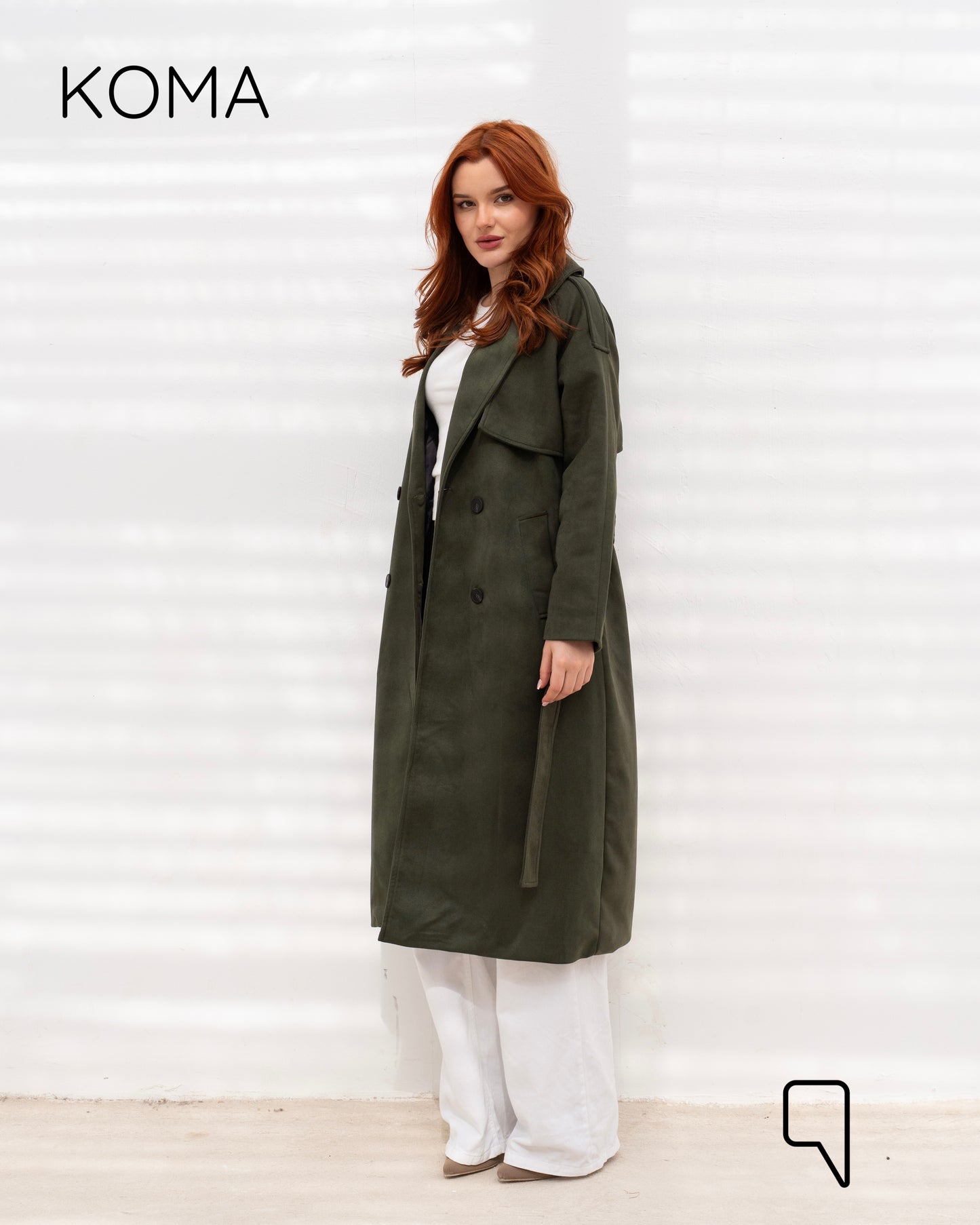 Lydia Double Breasted Trench Coat - Olive