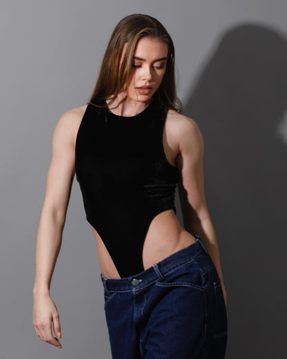 Velvet Body Suit - Black