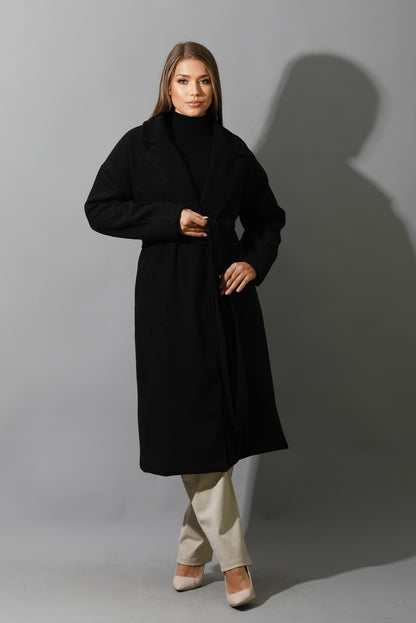 Oversized Wrapped Coat - Black