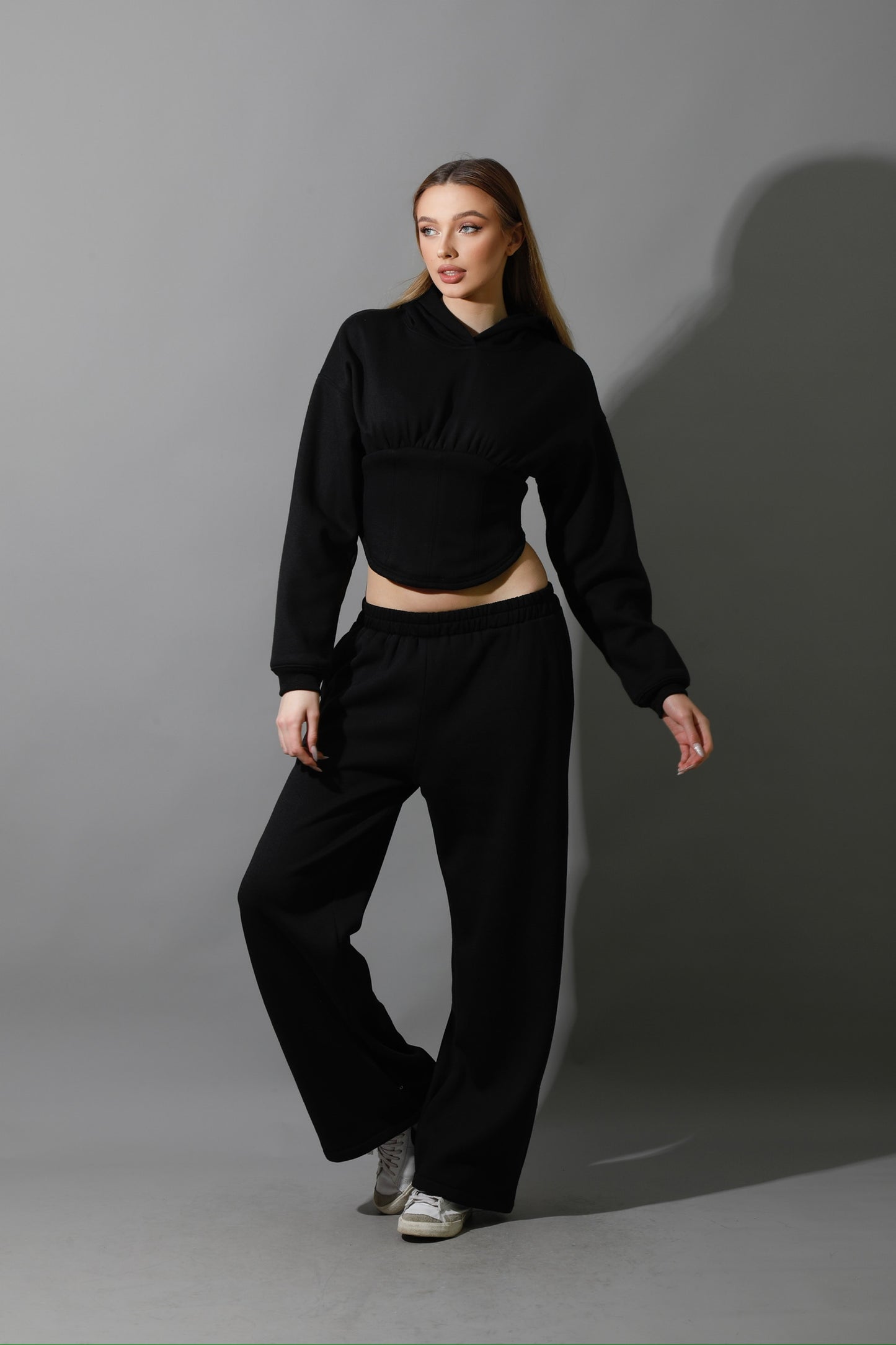 Corset Hoodie Set - Black