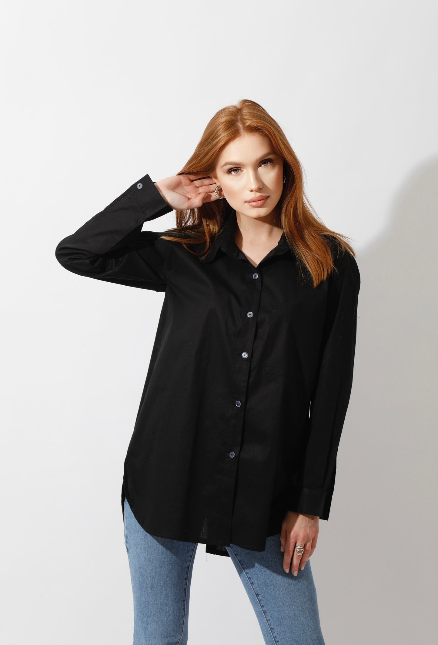Buttons Back Shirt - Black