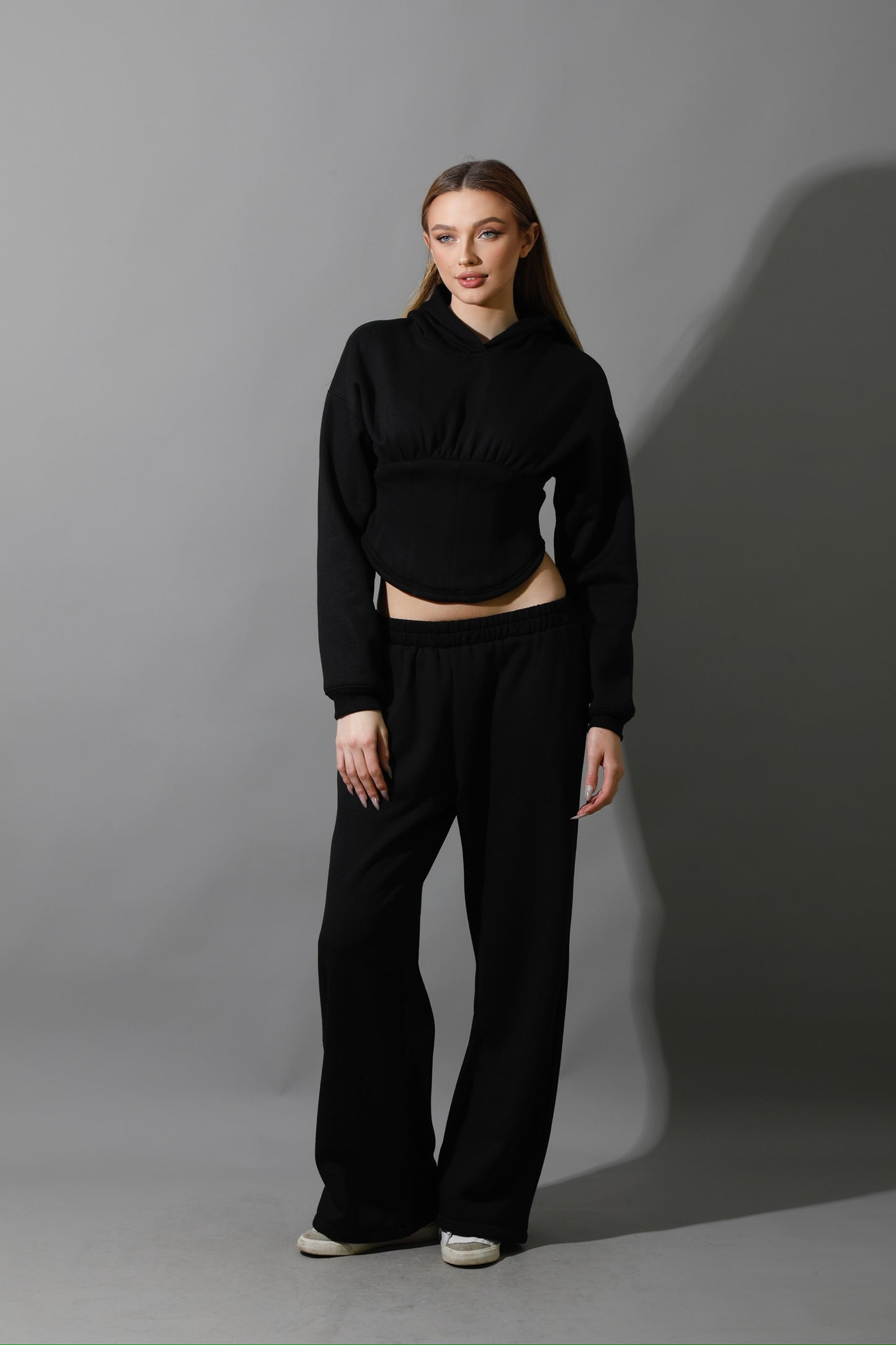 Corset Hoodie Set - Black