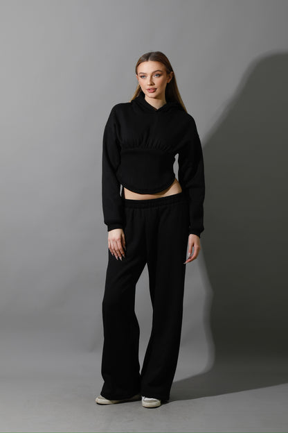 Corset Hoodie Set - Black