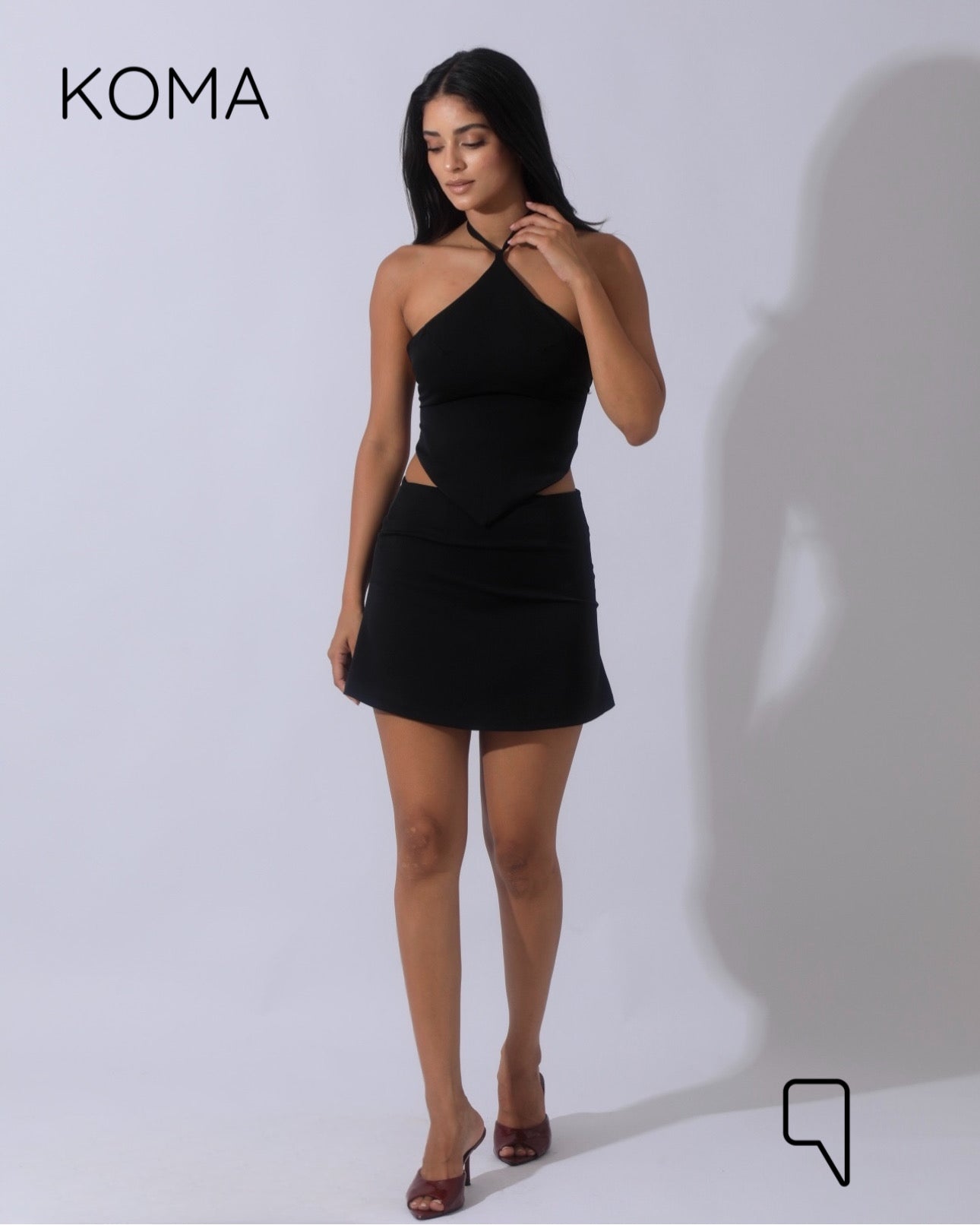 Kallie Tied Up Top & Mini Skirt Co-Ord - Black