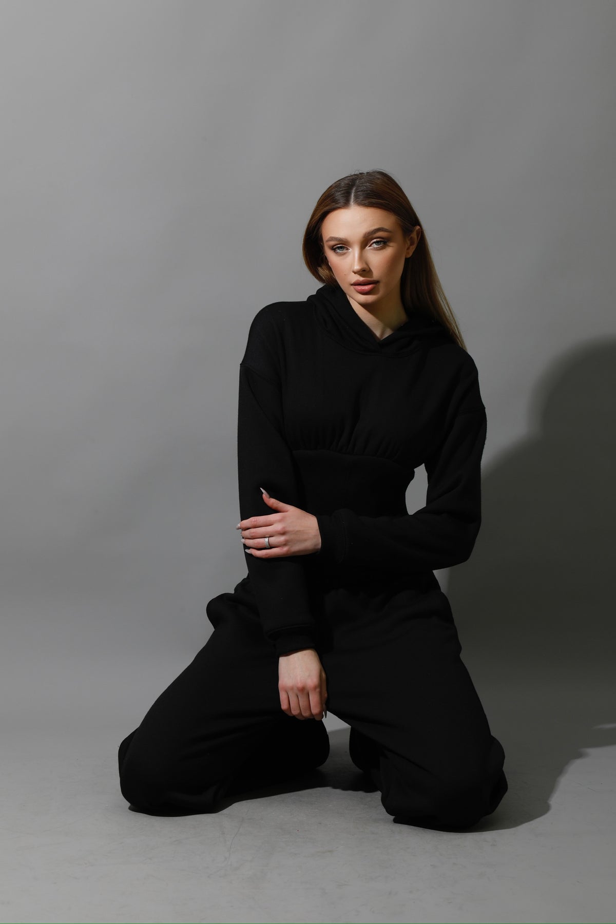 Corset Hoodie Set - Black