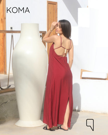 Noella Backless Maxi Dress - Maroon