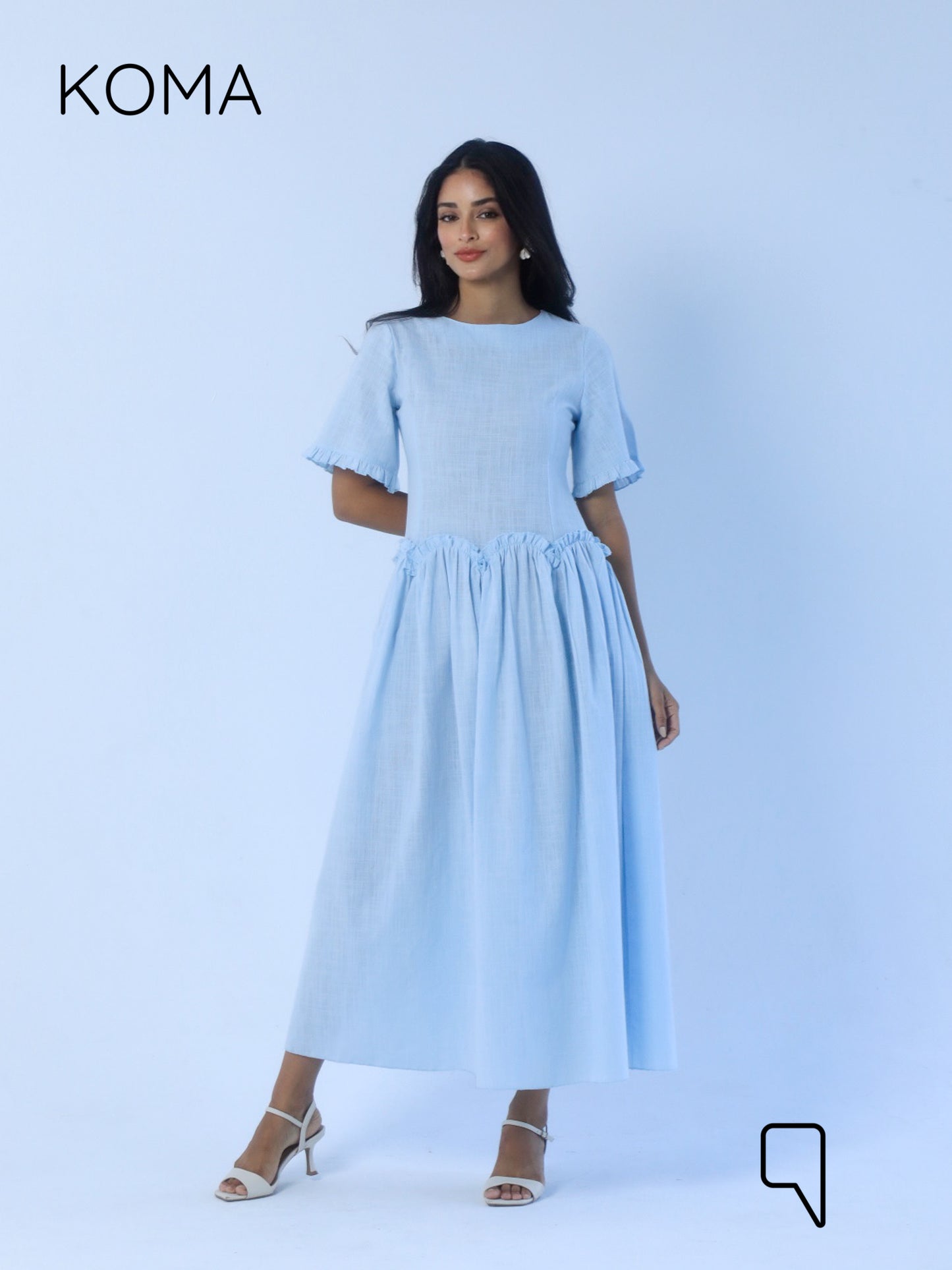Eve Midi Blend Dress - Baby Blue