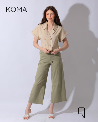 Mira Crossover Short Shirt - Beige
