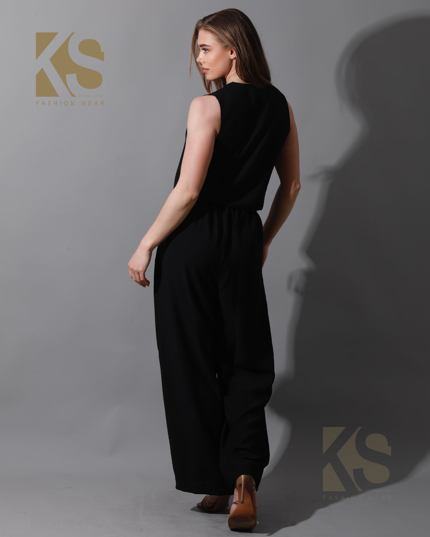 Cropped Vest Set - Black