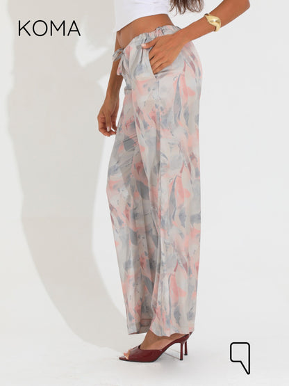Elsie Lose Fit Trousers - Multicolored Beige￼