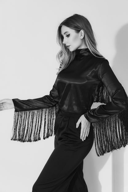 Fringed Blouse - Black