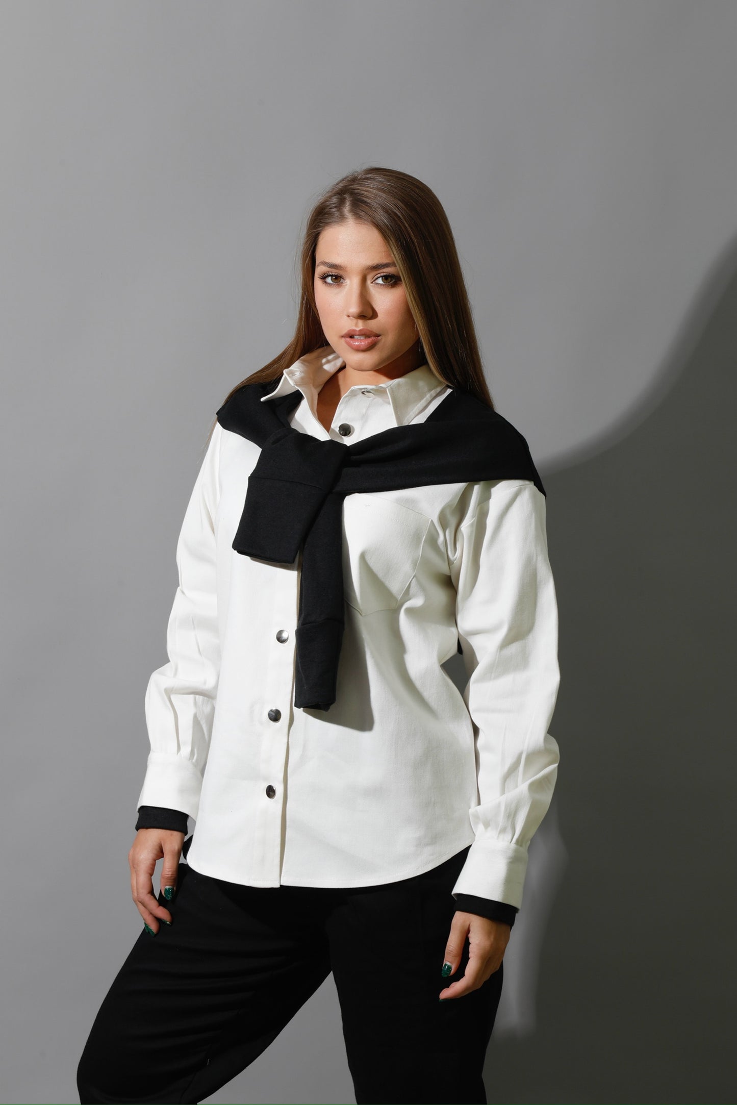 Double Sleeved Shirt - White & Black