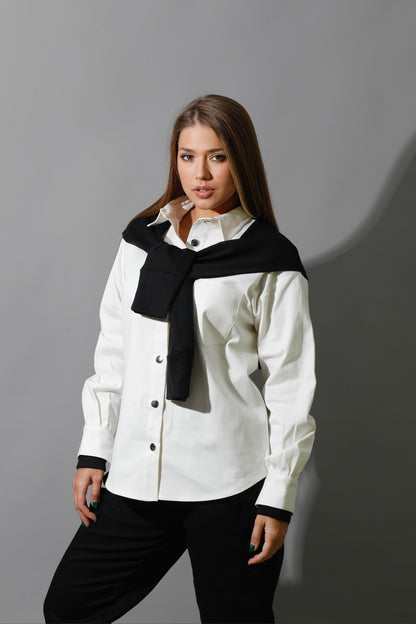 Double Sleeved Shirt - White & Black