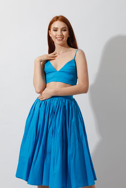 Co-Ord Flared Skirt - Blue