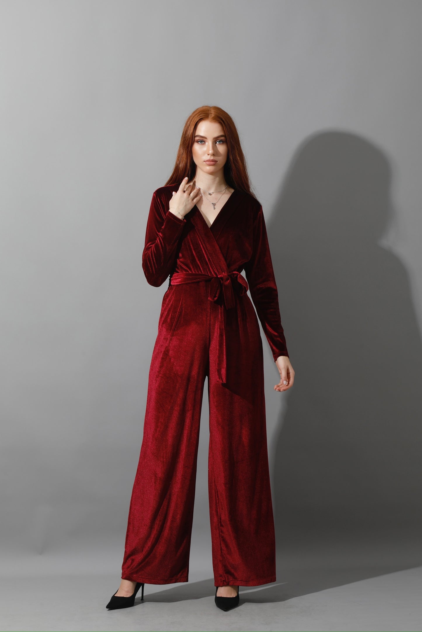 Wrapped wide leg Jumpsuit- Maroon