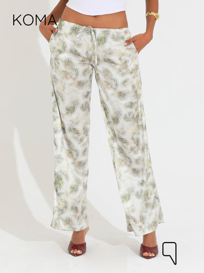 Elsie Lose Fit Trousers - Multicolored Olive