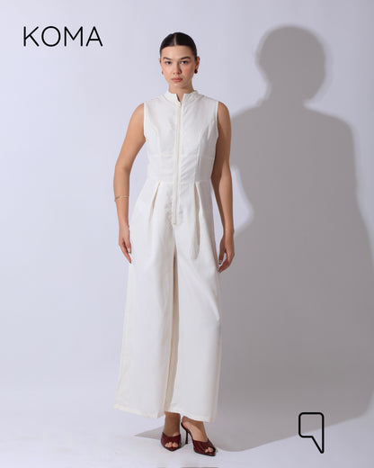 Olivia Sleeveless Wide Leg Jumpsuit - Offwhite
