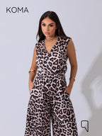 Dahlia Flared Floral Jumpsuit - Multicolored Tiger
