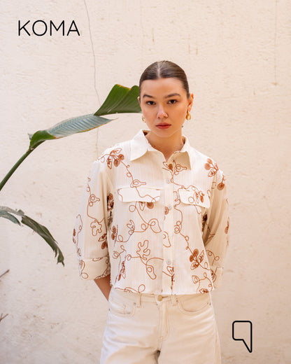 Paloma Textured Embroidered Blend Shirt - Camel