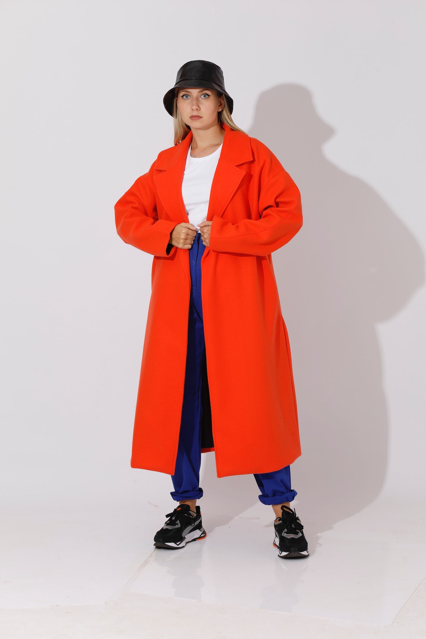 Oversized Wrapped Coat - Orange