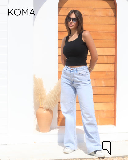 iva Basic Crop Tank Top  - Black