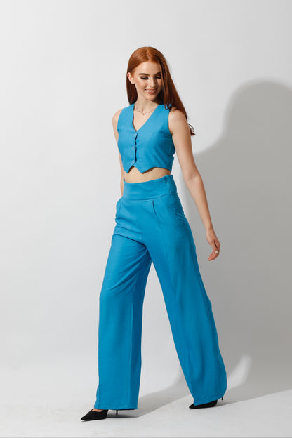 Co-Ord Vest Set - Aqua Blue