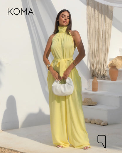 Georgie Sleeveless Wide Leg Jumpsuit - Yellow
