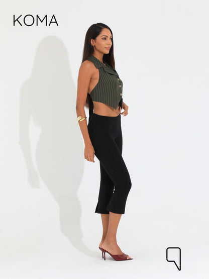 Beccy Backless Formal Vest - Stripped Olive