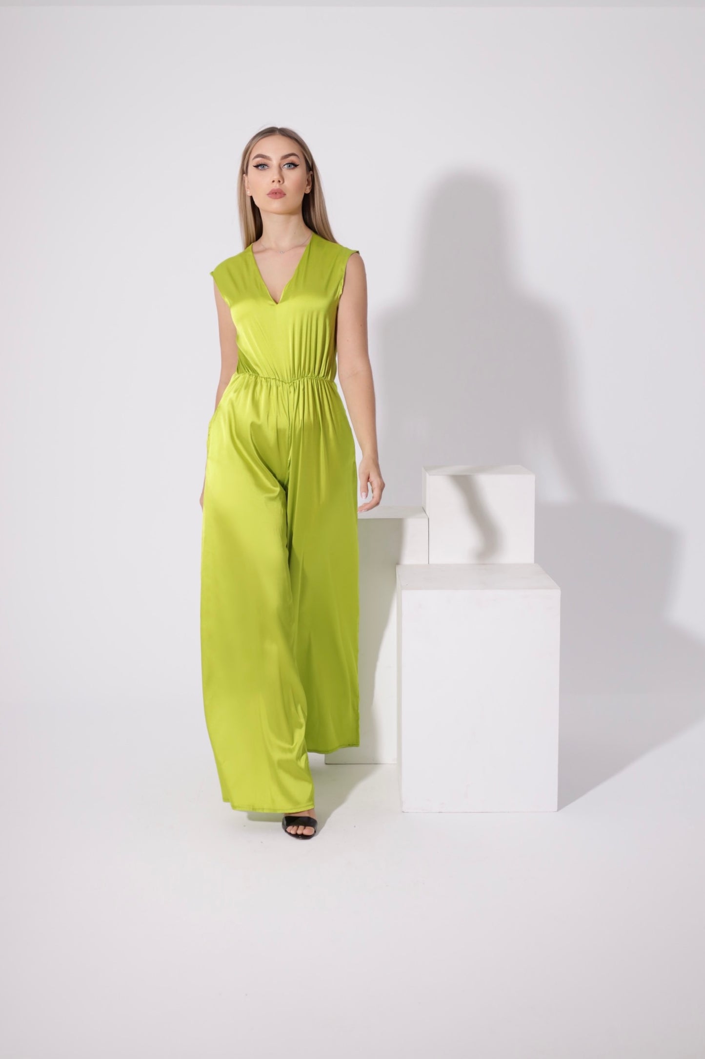 Flared Jumpsuit - Lime Green