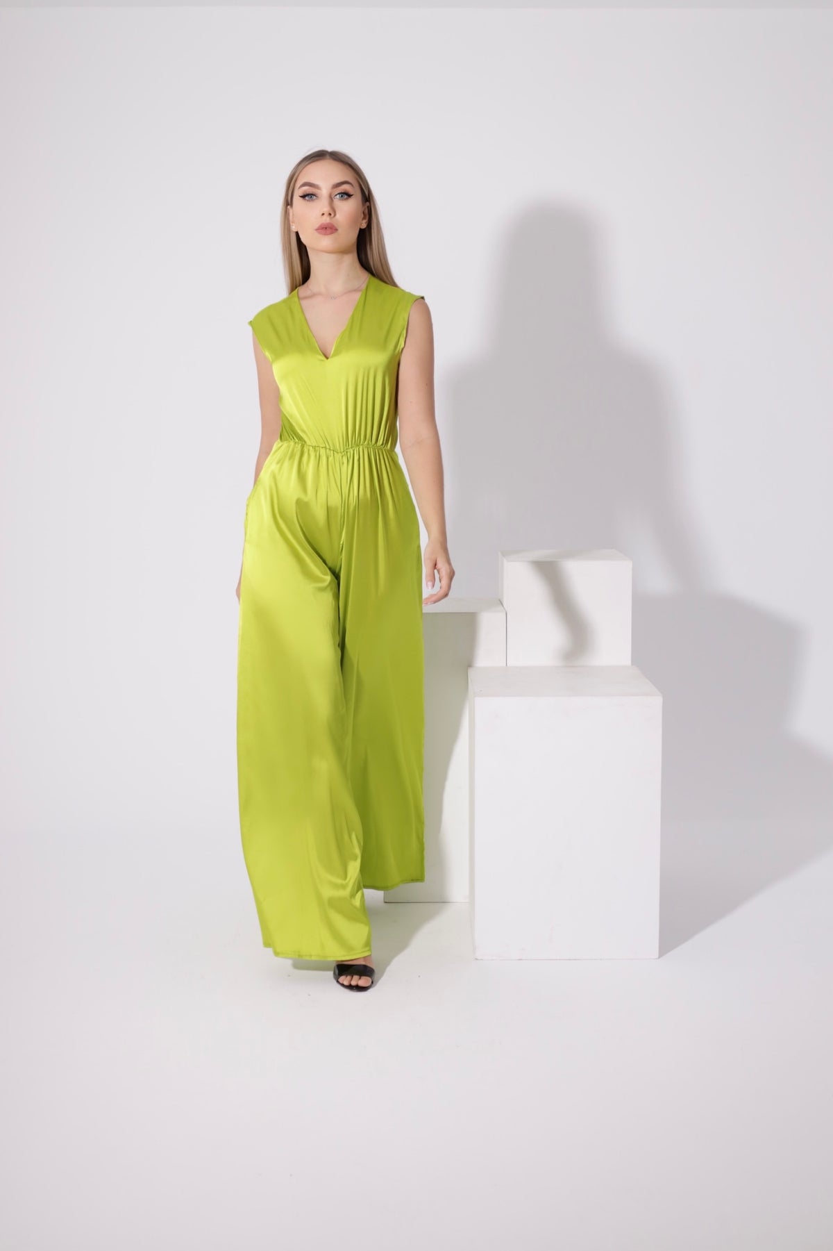 Flared Jumpsuit - Lime Green
