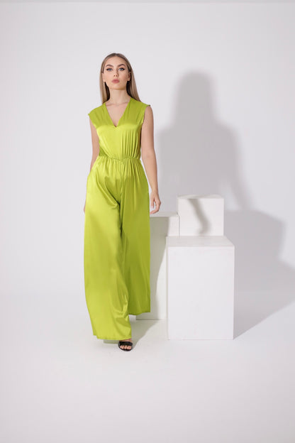 Flared Jumpsuit - Lime Green