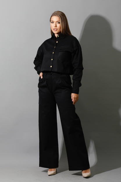 Co-ord Cropped Shirt - Black