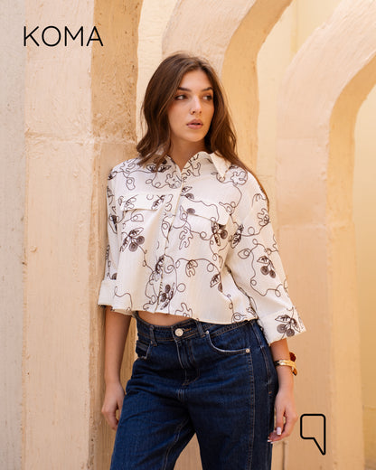 Paloma Textured Embroidered Blend Shirt - Olive