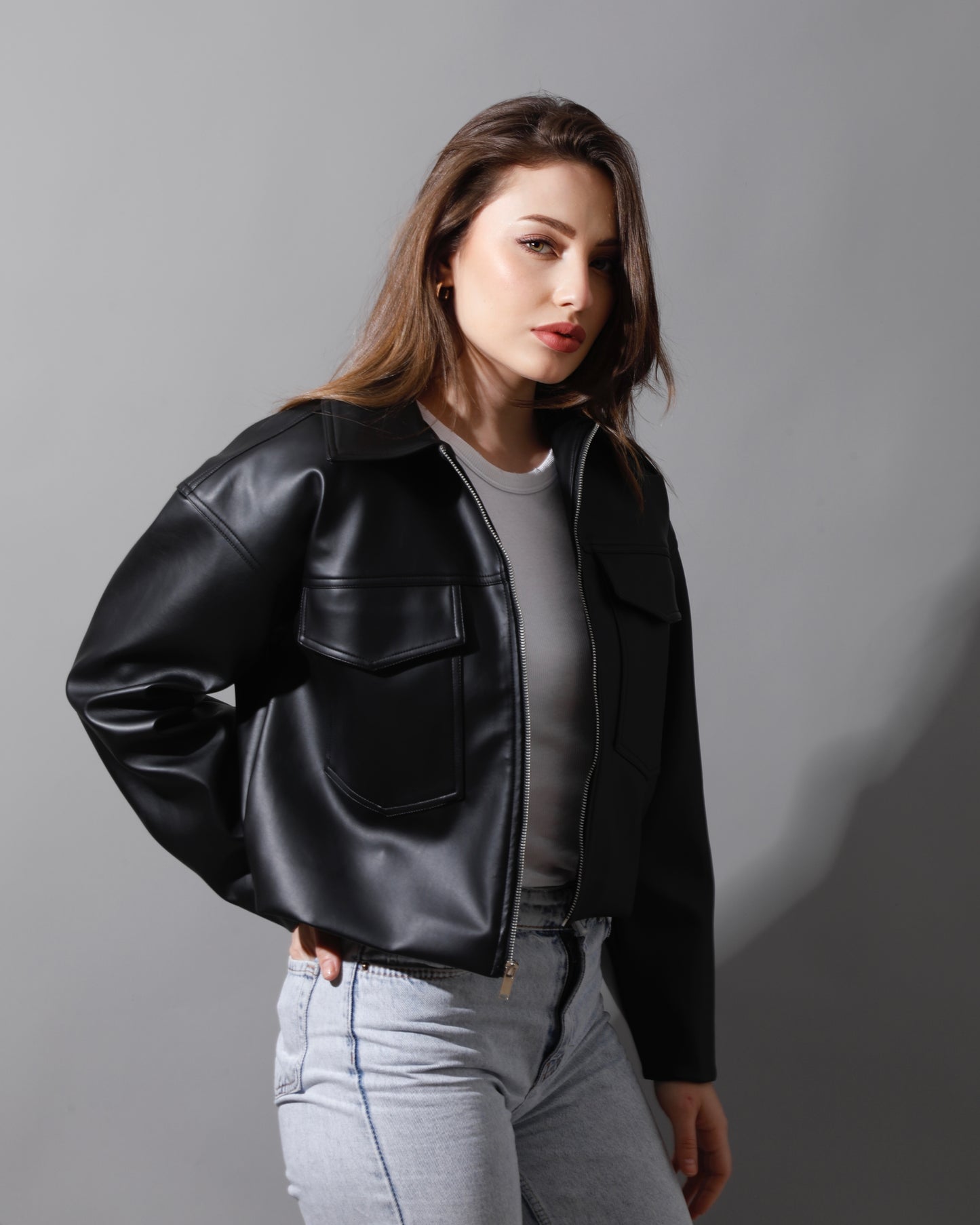 Leather Buckle Jacket - Black