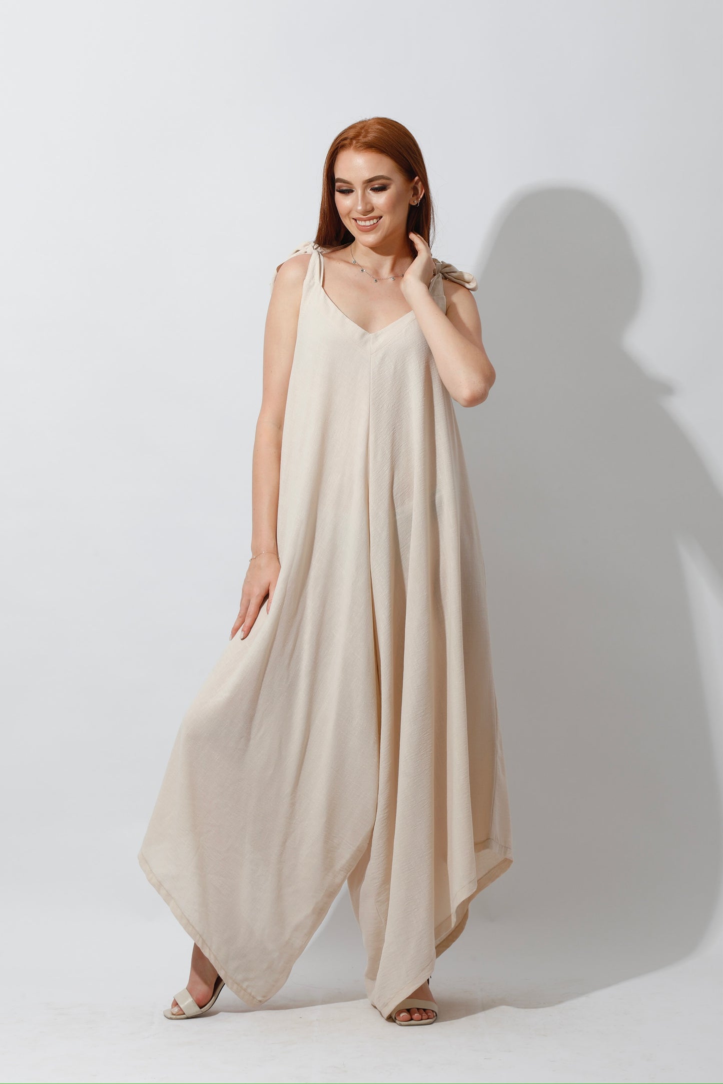 Tied Up Lose Jumpsuit - Beige