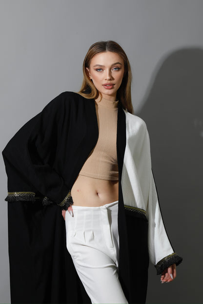 Lose Double Color Kaftan - Black X White