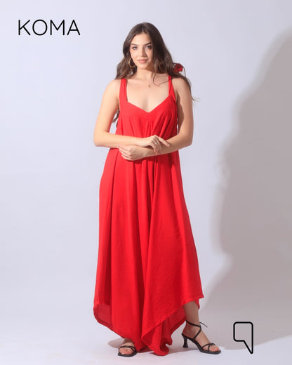 Tied Up Lose Jumpsuit - Red