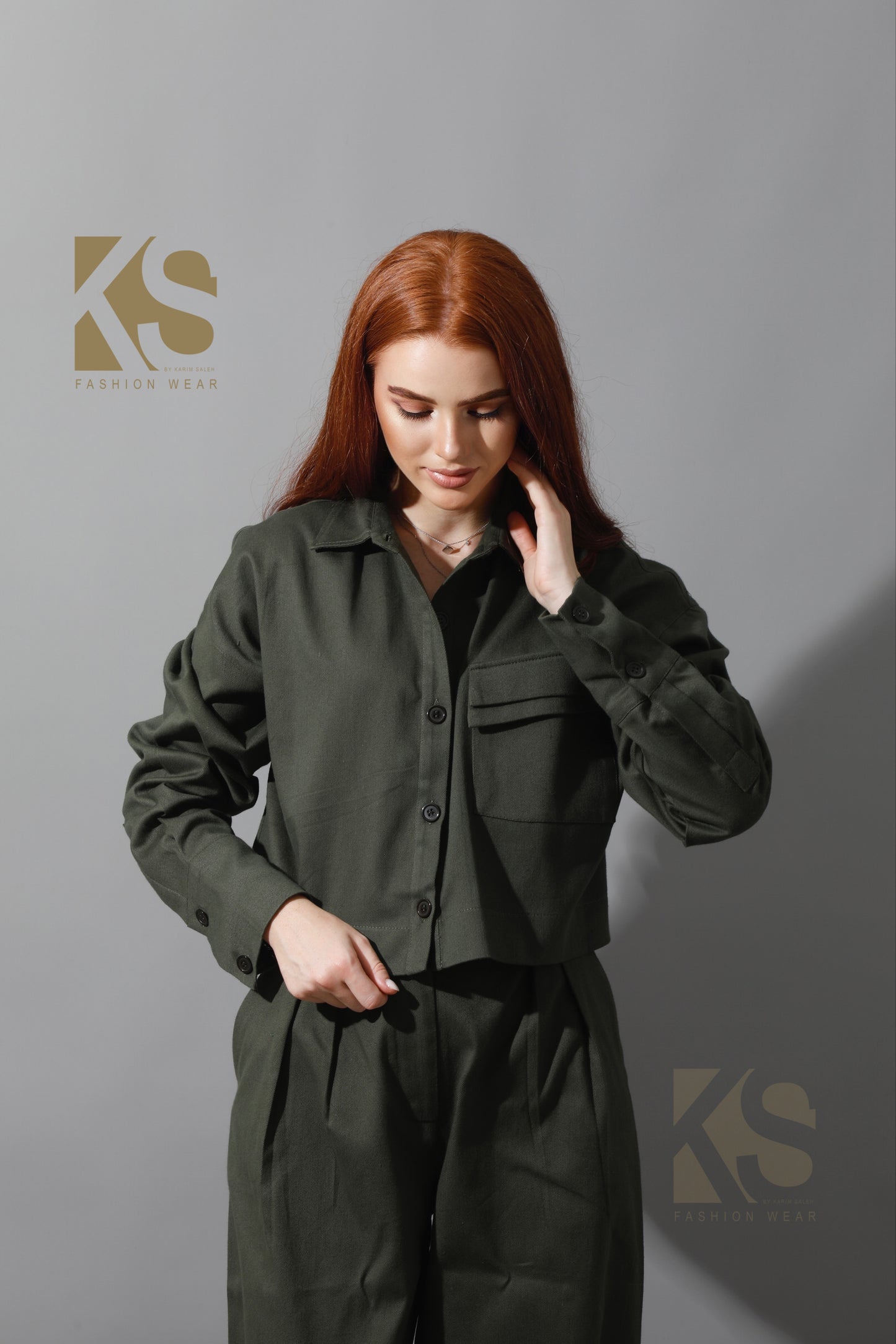 Cropped Lose Shirt - Olive