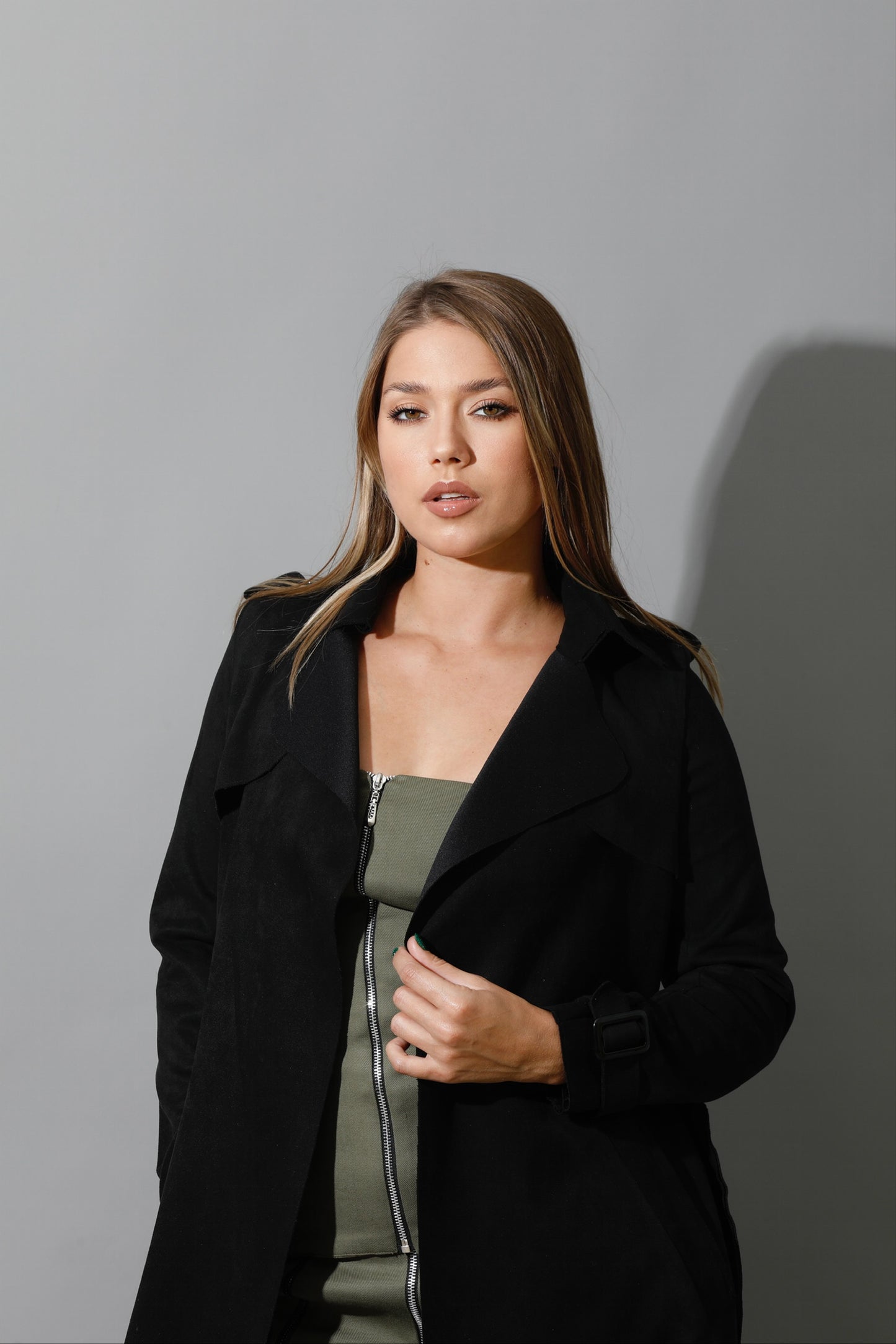 Wrap Trench Cardigan - Black