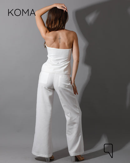 Hallie Halter Neck Vest - White