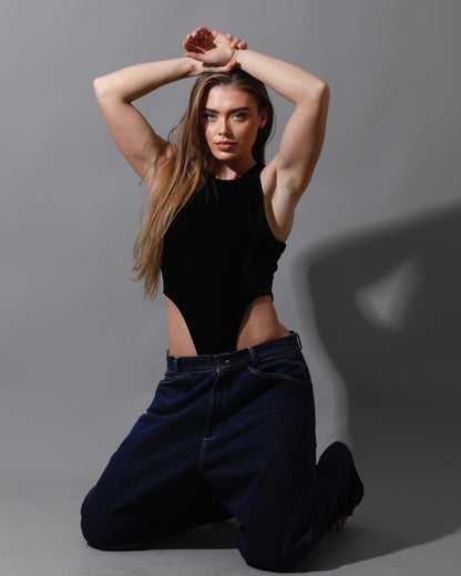 Velvet Body Suit - Black