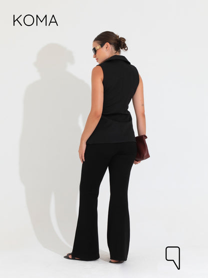 Maxine Double Breasted Vest Blazer - Black